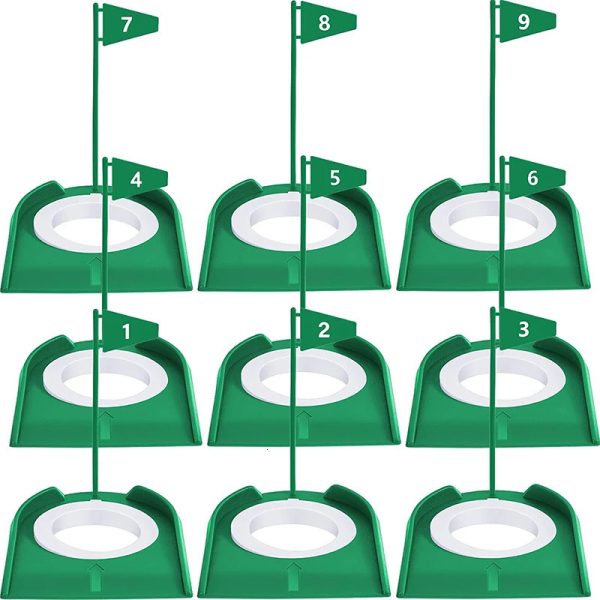 9 packs of golf putting cup and flag plastic golf hole training assistance golf putting suitable for indoor and outdoor children male and female offices 241016