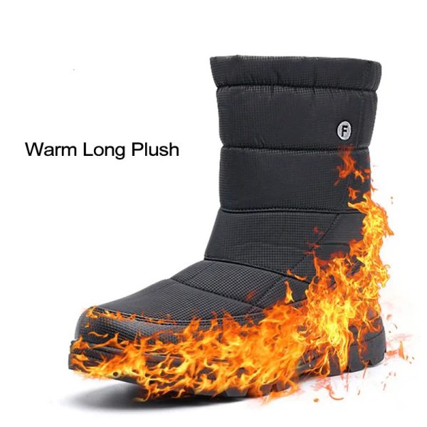 Winter Snow Boots Men Big Size Warm Plush Long Boots Waterproof Mid-calf Outdoor Botas Durable Sneakers Slip on Leisure Shoes 241016