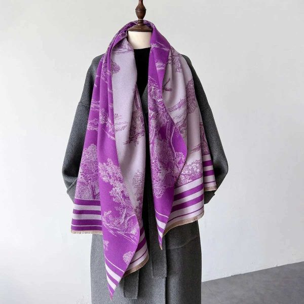 Winter cashmere scarf Pashmina shawl bag 2024 design printing Fem thick warm scarf Echape thick blanket stool X241017