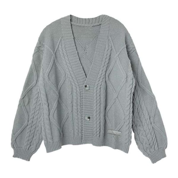 Warm V-Neck Long Sleeve Knitted Cardigans Women Autumn Winter Solid Casual TTPD Sweater Coat