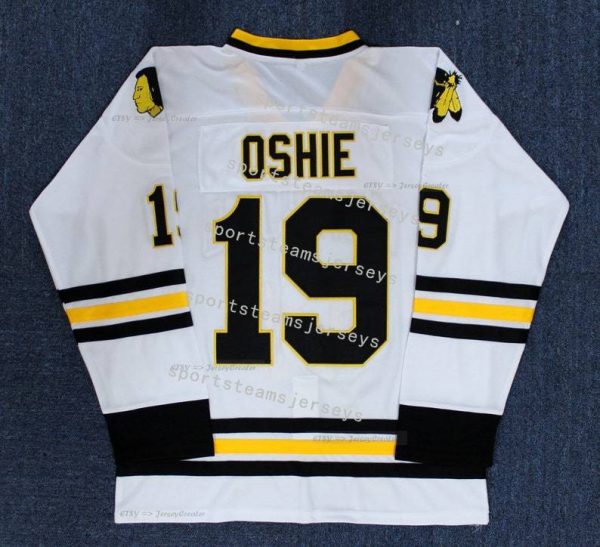 Throwback T. J. Oshie 19 High School Ice Hockey Jersey White Stitched Custom Name