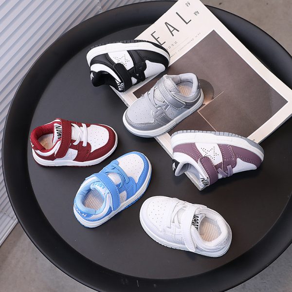 Toddler Kids Fashion Sport Shoes Children Flat Bottom Non Slip Shoes Hook and Loop Soft Sole Walking Sneakers Baby Casual Board Shoes Sizes 16 - 31