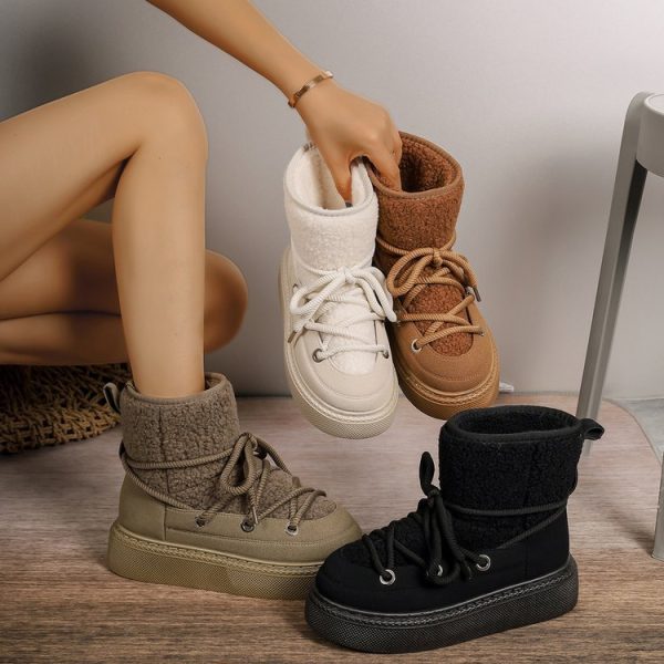 Women Fashion Boots Winter Warm Trendy Wear Plus Size Thick Sole Simple Casual Style Versatile Multi Colors Free shipping