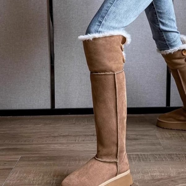 2024 Autumn/Winter Designer New Long Tube Velvet Warm Snow Boots with Casual Thick Bottom and Increased Buckle Plush Cotton Women Shoes