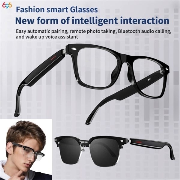 2-in-1 earphones smart glasses Bluetooth audio calling AI voice noise reduction music glasses waterproof ser microphone calling glasses 241019 ww12