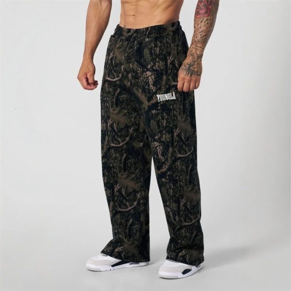 YOUNG LA American Fashion Casual Pants Digital Camo Printed Straight Leg Pants Sports Loose Wide Leg Pants 241021