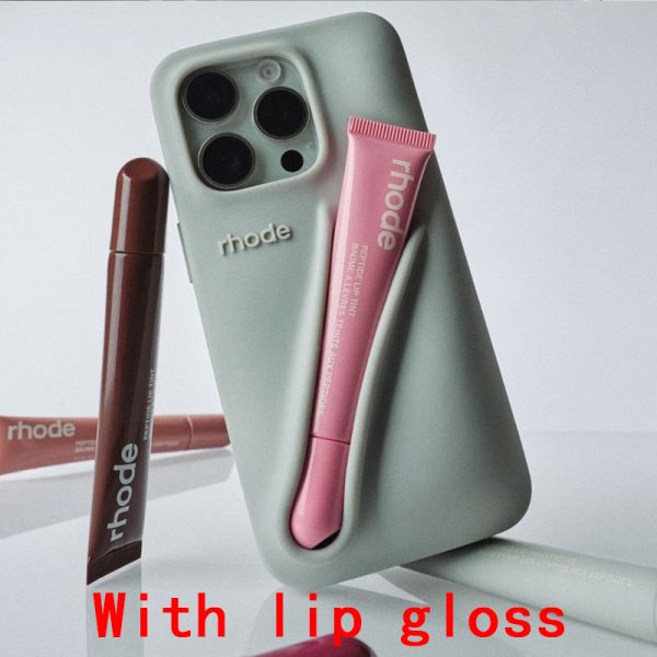 With lip gloss rhode phone case 16 Lipstick Portable Case Lipstick Lip Balm 3D Make-Up Silicone Phone Case for iPhone 15 14 13 12 Pro Max Holder Cover Silicone Soft