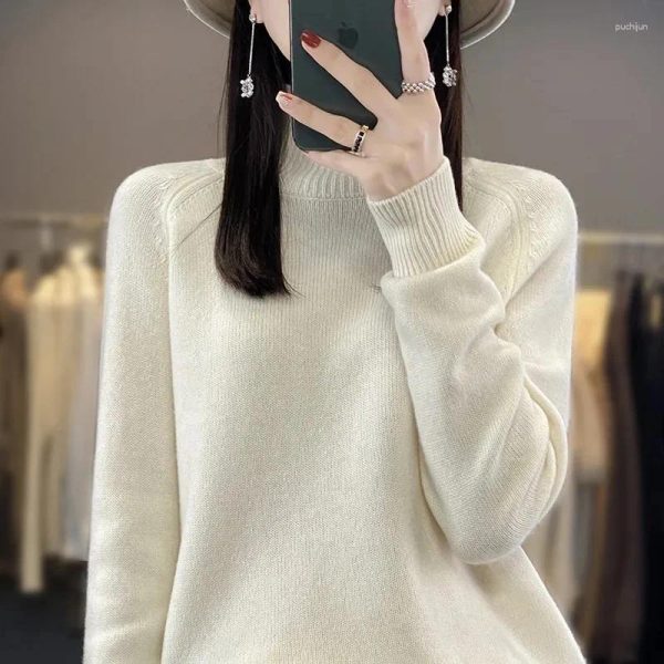 Women's Sweaters Merino Wool Cashmere Sweater Women Knitted Turtleneck Long Sleeve Pullovers Autumn Winter Clothing Warm Jumper Tops