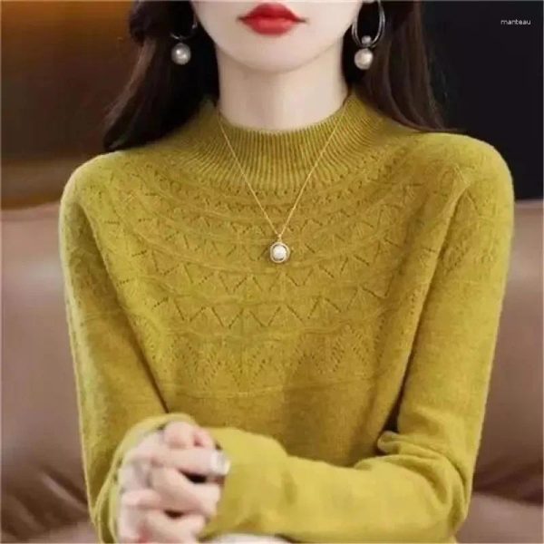 Women's Sweaters Merino Wool Cashmere Sweater Women Knitted Turtleneck Long Sleeve Pullovers Autumn Winter Clothing Warm Jumper Tops