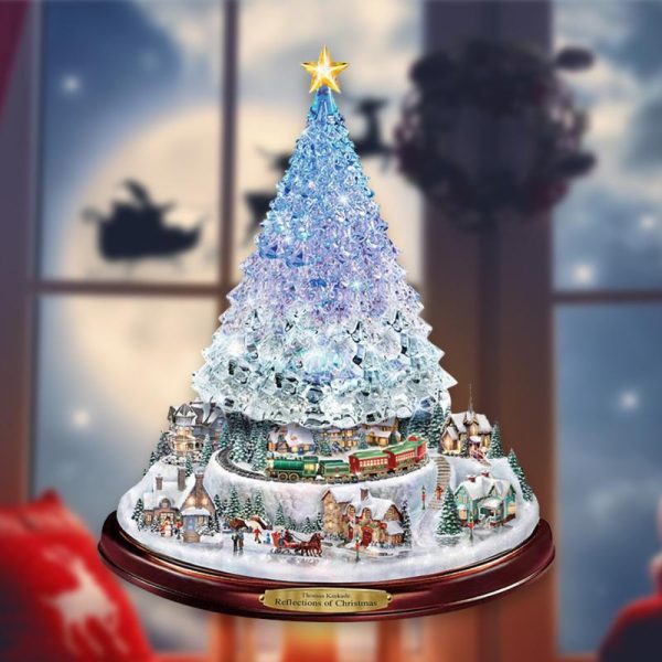 Tree Rotating Sculpture Train Paste Winter Kids Favor Home Decoration Christmas Decorations