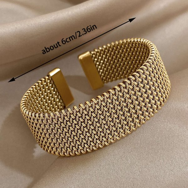 Women For Stainless Braided Steel Vintage Sunglasses Jewelry Open Bangles Classic Mesh Cuff Bracelet Waterproof Wrist for Women Men Party Jewelry