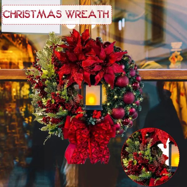 30CM red wreath earrings used for front doors golden windows walls and Christmas decorations240930