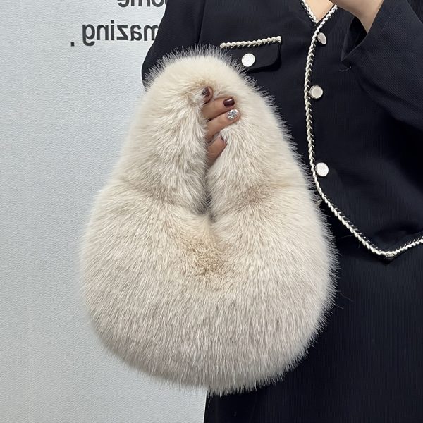 Autumn Winter Soft Faux Fur Handbag Women Fashion Luxury Clutch Purse Ladies Plush Hobo Bag Female Shoulder Underarm Bag Armpit