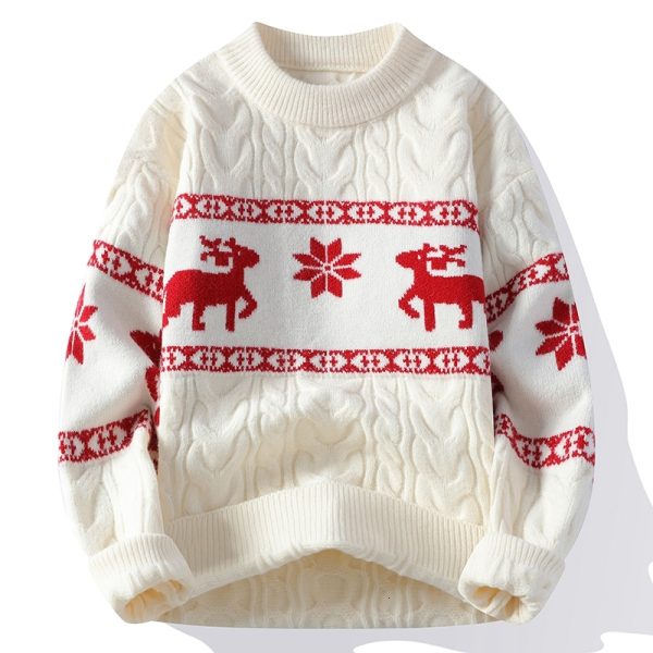 2024 New Fall Winter High End Cashmere Sweater Men Thick Warm Mens Sweaters With Deer Korean Haruku Christmas Jumper