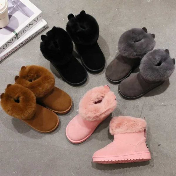 Boots Kids Genuine Cowhide Snow Boots Winter Baby Soft Warm Cotton Shoes with Plush Boys Girls One Fur Suede Boots Princess Retro Boot Y2410297RPE