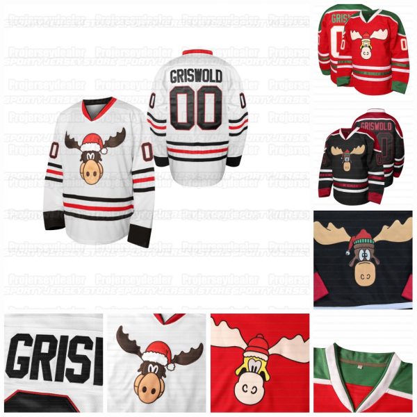 #00 Griswold White Red Black Christmas Vacation Hockey Jerseys for Men Stitched Name And Number