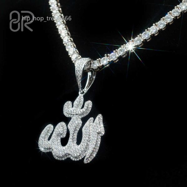 925 Silver VVS Moissanite Allah Pendants Wholesale Iced Out Gold Plating Hip Hop Necklace Mens Womens Pendant