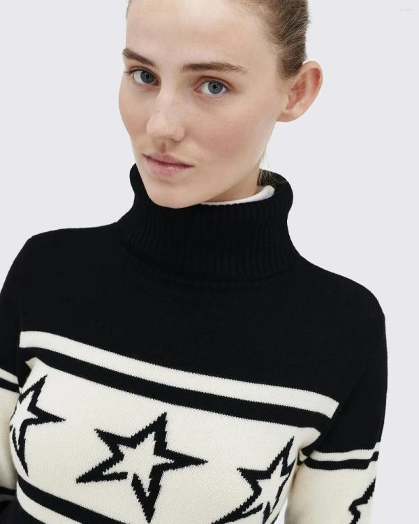 Women's Sweaters European And American High-end High Neck Sweater With Star Stitching Pattern For Warmth Knitted