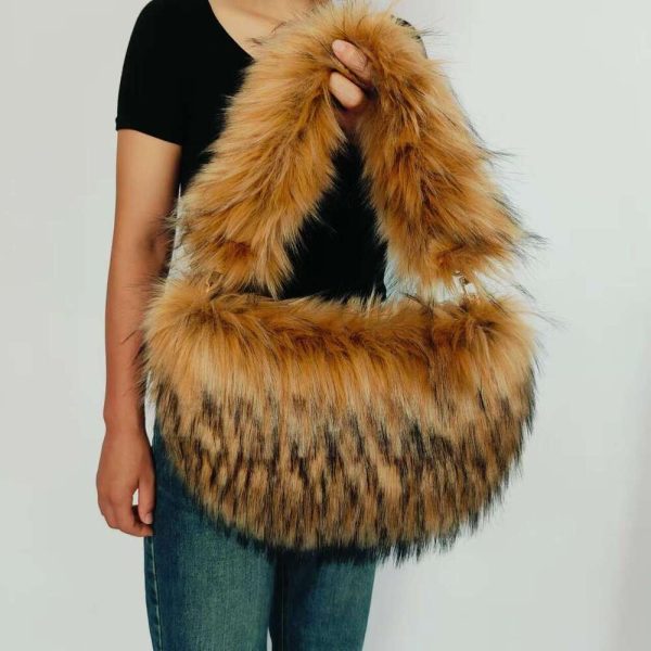 Women's Y2K Fashion Raccoon Plush Handbag - Trendy Imitation Fur Purse