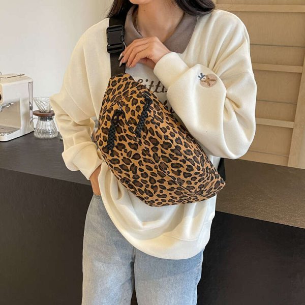 Trendy Leopard Print Canvas Crossbody Bag for Women by Minority Versatile Sports Waist Pack