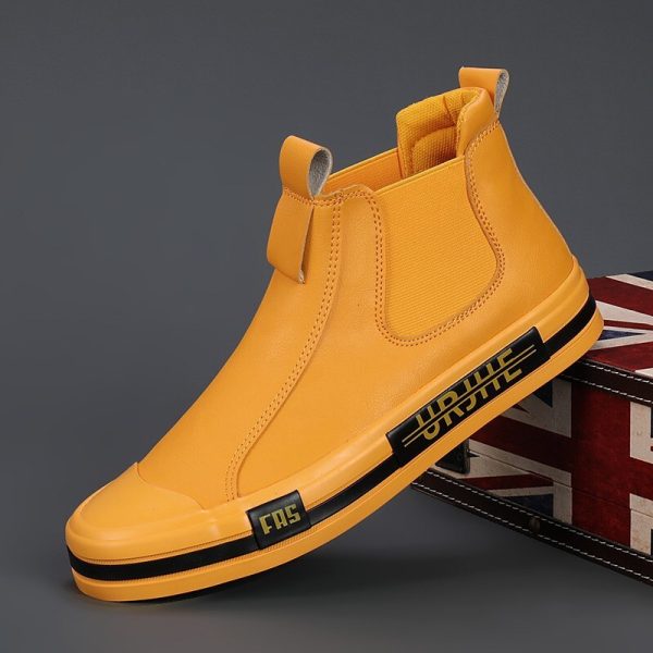 2025 New Designer Casual For Fashion Yellow Mens High Top Leather Moccasins Comfortable Loafers Men Shoes Ankle Boots