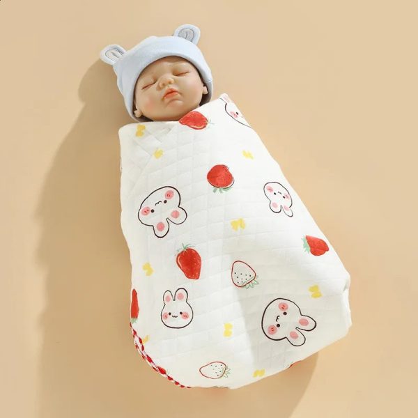 Born Knitted Cotton Soft Skin Friendly Thick Baby Swaddle Sleep Outdoor Windproof Warm Blanket 240913 35f2