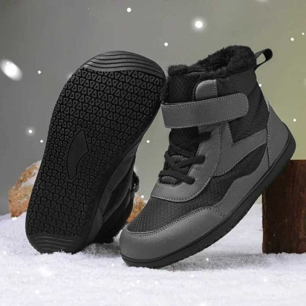 Boots Kids Barefoot Boots Wide Width Waterproof Winter Fur Lined Shoes for Boys Girls Cold Weather Children Outdoor Fashion Sneakers H241102