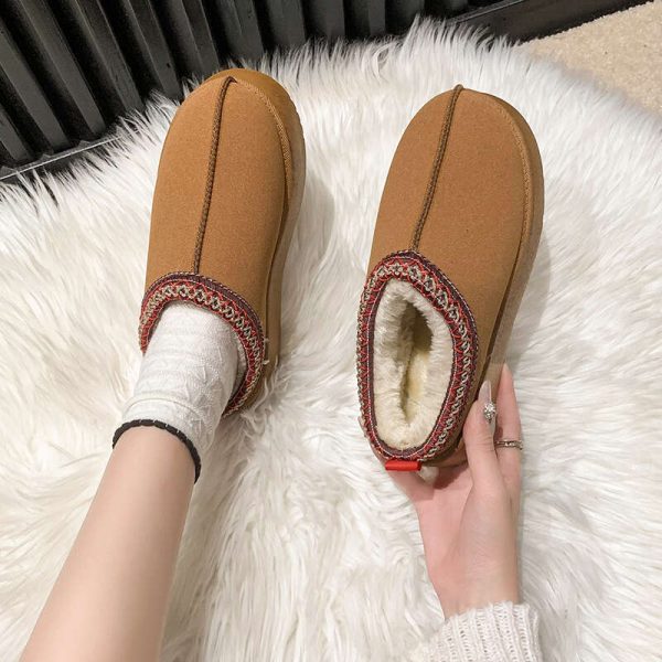 Ankle Snow Boots Women Winter New Brand Fur Short Plush Warm Flats Slippers Platform Flip ps Botas Cotton Shoes