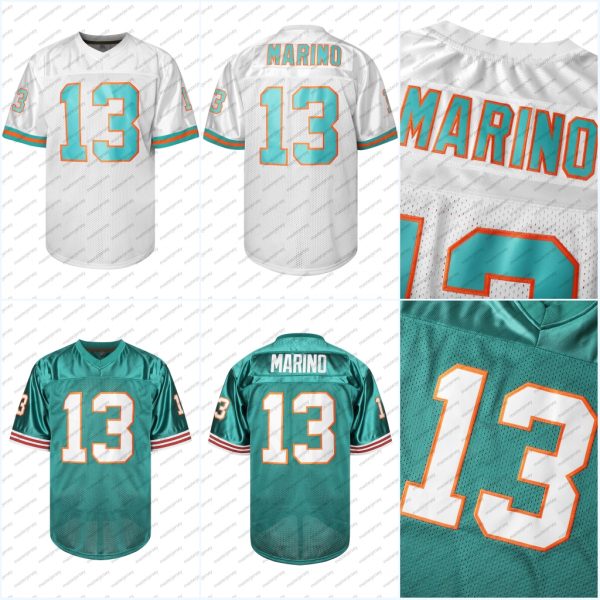 #13 MARINO Comfy V-Neck Football Jerseys Men Mesh Embroidery for Training and Competition Breathable Moisture-Wicking Short Sleeve Top for Active jersey