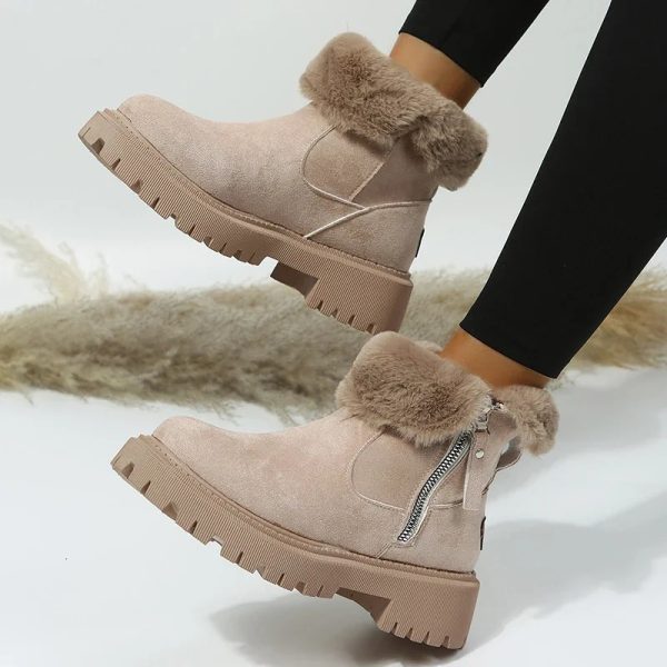 Thick Plush Snow Women Faux Suede Non-slip Winter Boots Woman Keep Warm Cotton Padded Shoes Platform Ankle Booties 241030