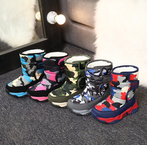 Winter Kids Boots Plush Waterproof Fabric Non-Slip Girls Boys Rubber Sole Toddler Snow Boots Fashion Warm Cutefeet Children Outdoor Youth Boots Sizes 26 - 38