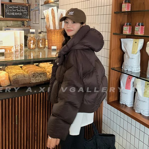 Womens Short Hooded Jacket Winter Coat Korean Fashion Thick Warm Park Loose White Duck Pink Coat 241107