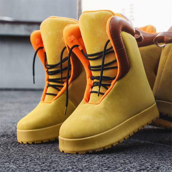 2024S designer bread big yellow winter velvet warm high top casual shoes trendy and versatile workwear cotton boots men shoes