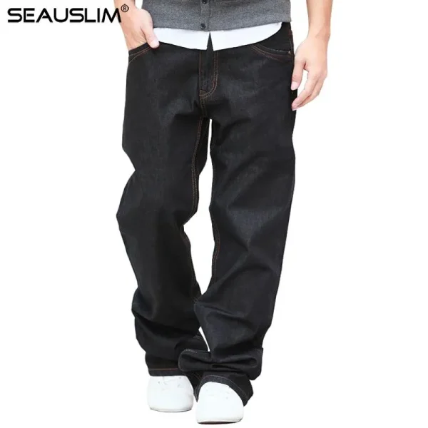 Black Baggy Jeans Men 2020 Fashion Men Straight Jean Pant Big Size 48 42 33 34 36 38 Casual Loose Style Jeans