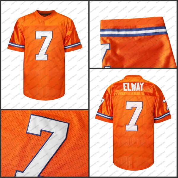 #7 ELWAY Comfy V-Neck Football Jerseys Men Mesh Embroidery for Training and Competition Breathable Moisture-Wicking Short Sleeve Top for Active jersey