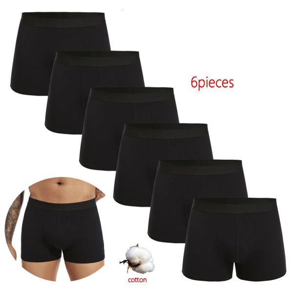 6pcs pack Black Boxer Shorts Men Underwear Soft Breathable Male Underpants for Homme Boxershorts Slips Panties 241108