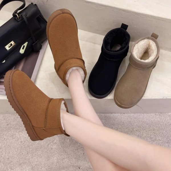 Women's snow boots designer short tube thick cotton anti slip winter new women's shoes black boots