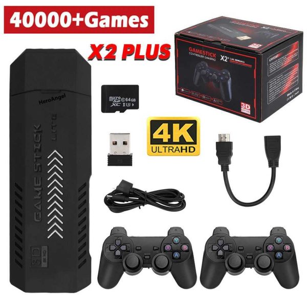 X2 Plus Gamestick 3D Retro Video Game Console 2.4G Wireless Controller HD 4.3 System 40000 Games 40 Email Y241109