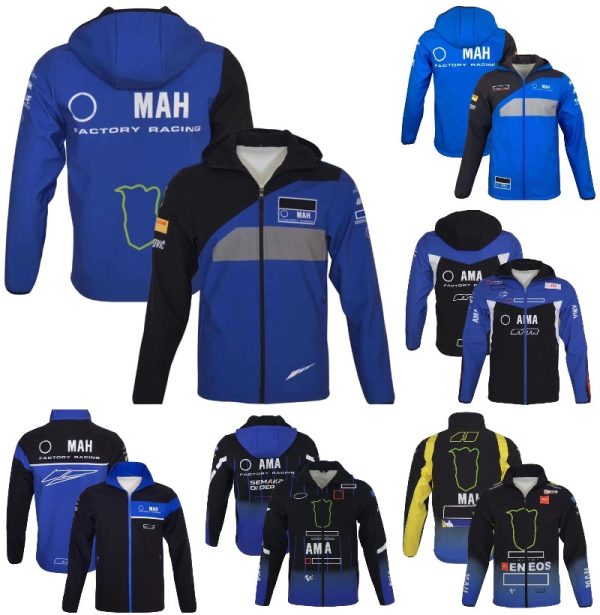 2022 New Moto Factory Racing Team Hoodie Motorcycle Ride Blue Keep Warm Jackets Zip Fleece Sportswear Men's Windproof Zipper Jacket