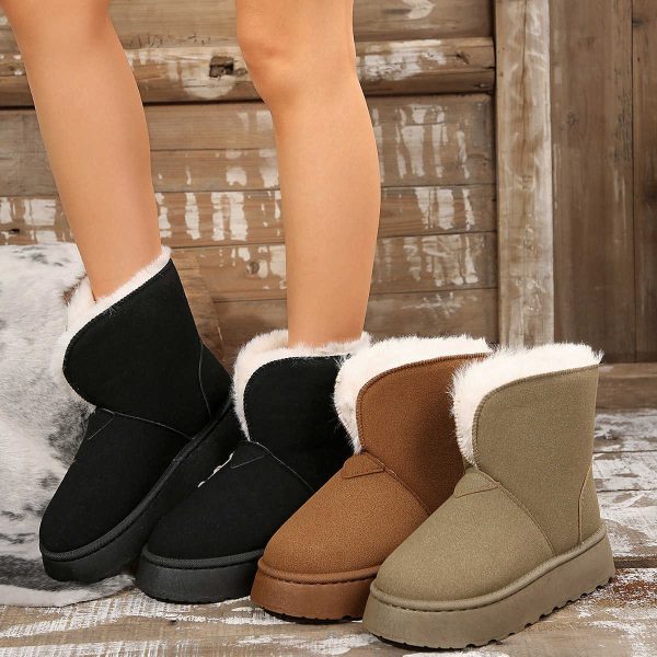 Boots uggsshoe Thick soled short tube snow boots for women autumn and winter new item frosted double wear with thick velvet for warmth one foot on womens cotton shoes