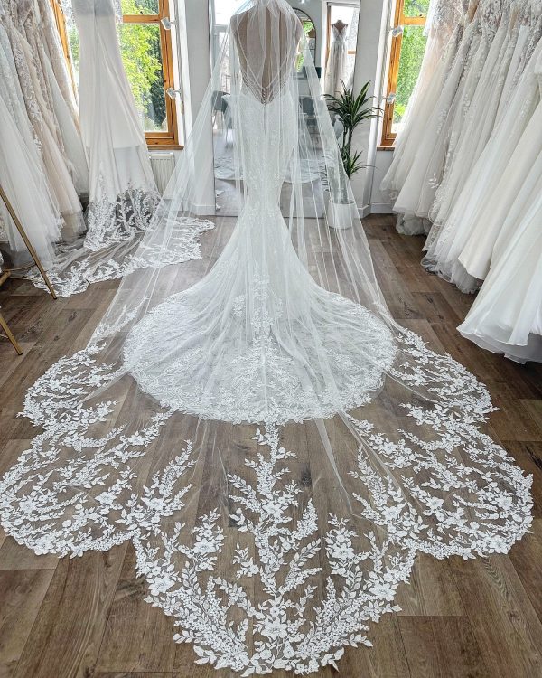 2024 Gorgeous 3M Wedding Veils With Lace Applique Edge Long Cathedral Length Veils One Layer Tulle Custom Made Bridal Veil ZJ404