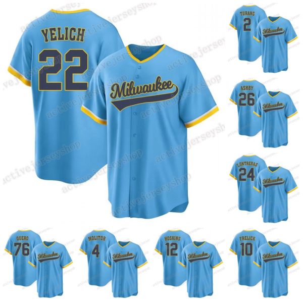 11 Jackson Chourio 2024 Baseball Jerseys Brice Turang Christian Yelich Garrett Mitchell Sal Frelick Rhys Hoskins Willy Adames Men/Women/Youth