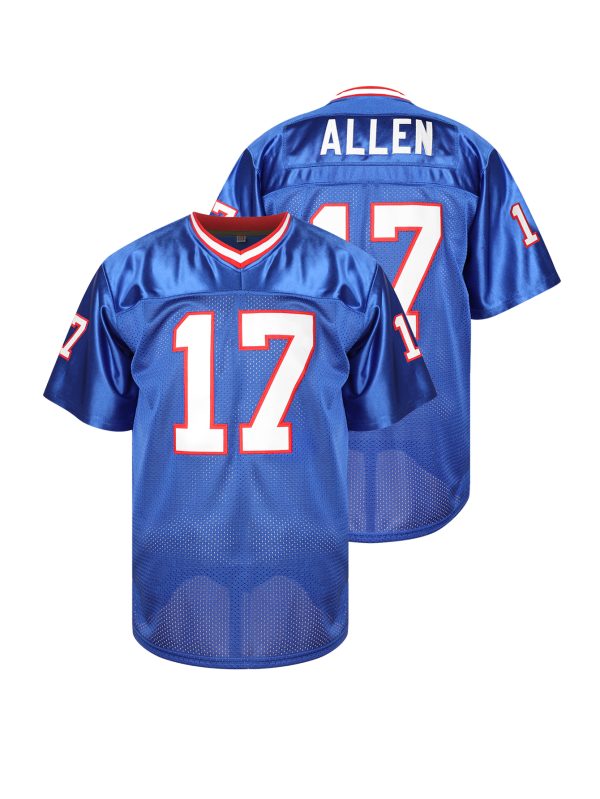 #17 Josh Allen Comfy V-Neck Football Jersey Embroidered Polyester Jersey,