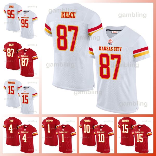 2024 Mens/Youth Custom Football Jerseys Mahomes Kelce Noah Gray 52 Creed 25 Clyde 8 Justyn 56 George 35 Christian 16 Len 88 Tony Embroidery Football Jerseys