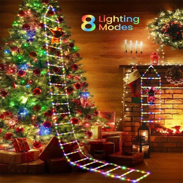 173M Santa Claus Ladder Lights Christmas Tree Decor for Indoor Outdoor Decoration Window Garden Hanging LED String 241113