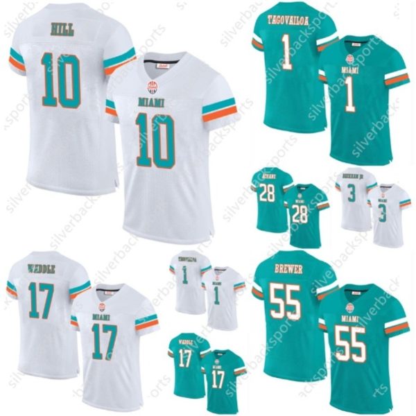 Tyreek Hill Men/Women/Youth Football Jersey 13 Dan Marino 1 Tua Tagovailoa Jason Taylor 17 Jaylen Waddle 8 Jevon Holland 2 Chase Edmonds 29 Brandon Jo DIY Custom Jerseys