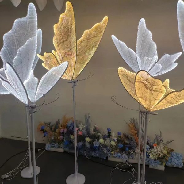 60cm LED Butterfly Lamp Wedding Background Decoration Prop Luminous Butterfly Road Guide Butterfly Wedding Lighting 241112