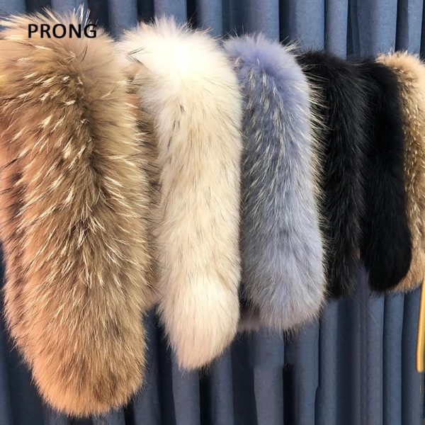 100 Real Fur Collar Warm Natural Raccoon Scarf Women Genuine Scarves Large Shawl Male Jacket Coat 241113