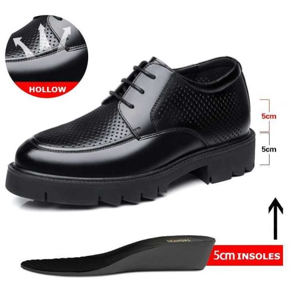 8-10cm high gain mens shoes for summer and autumn mens shoes lined with mens hollow business dresses mens elevator leather shoes Y241113