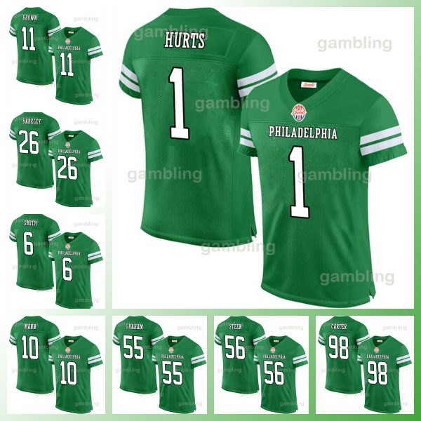 26 Saquon 11 Kelly 2024 Custom Football Jersey Brown Carter DeVonta Smith Jason Kelce Kenny Pickett Cooper DeJean Huff Lane Johnson Mailata Goedert